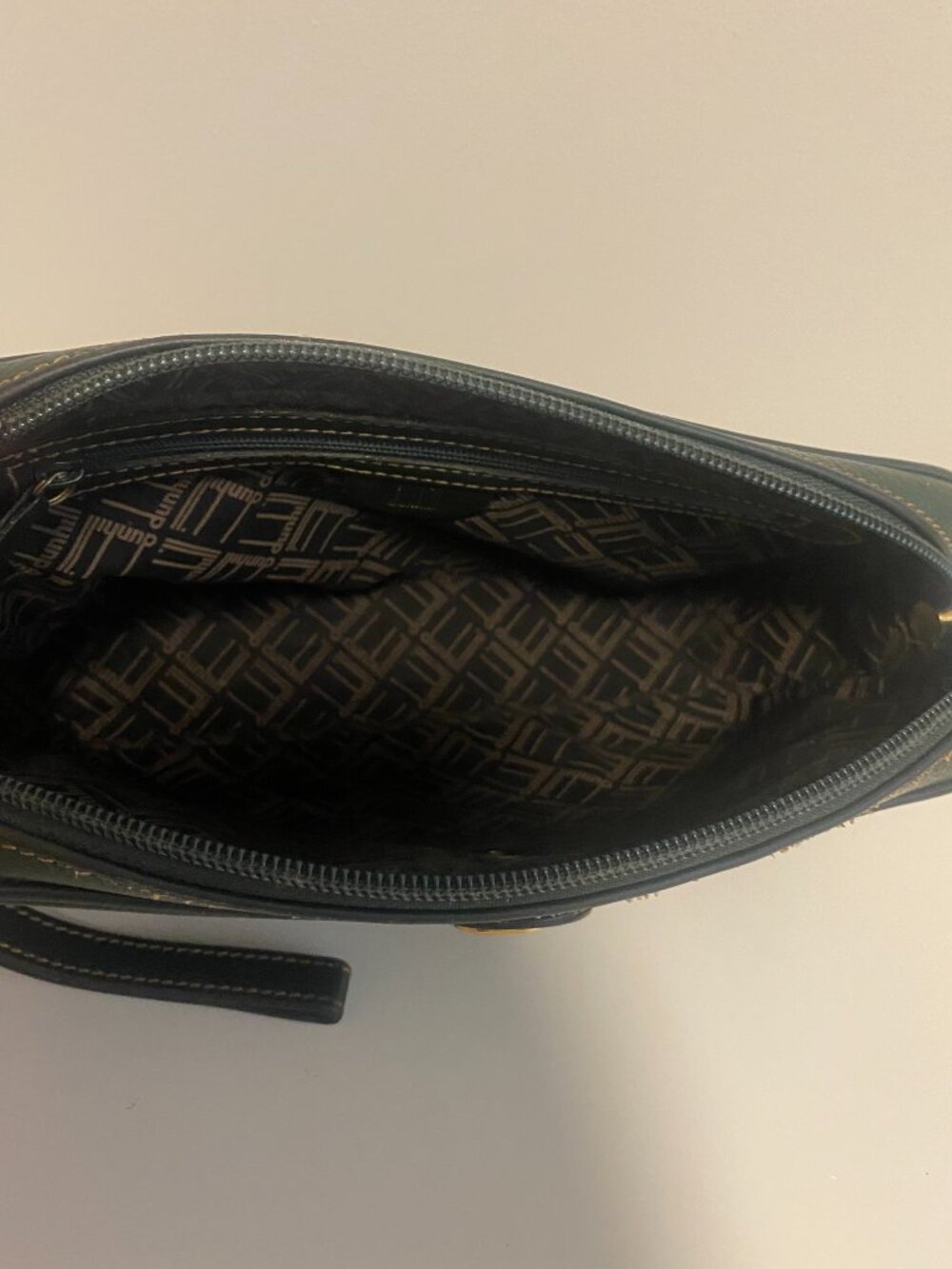 Dunhill Green Leather Clutch Bag Vintage Zip Top Organizer Travel Pouch/Wrislet - Picture 5 of 16